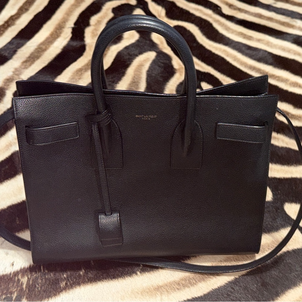 Saint Laurent Black soft leather large sac du jour